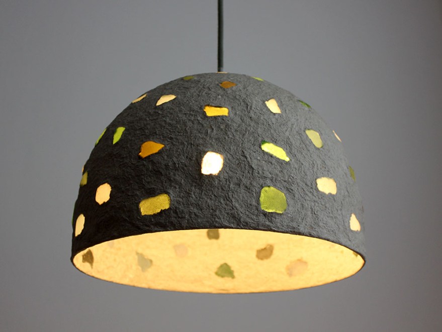 Paper mache pendant light - sea glass1 (3)