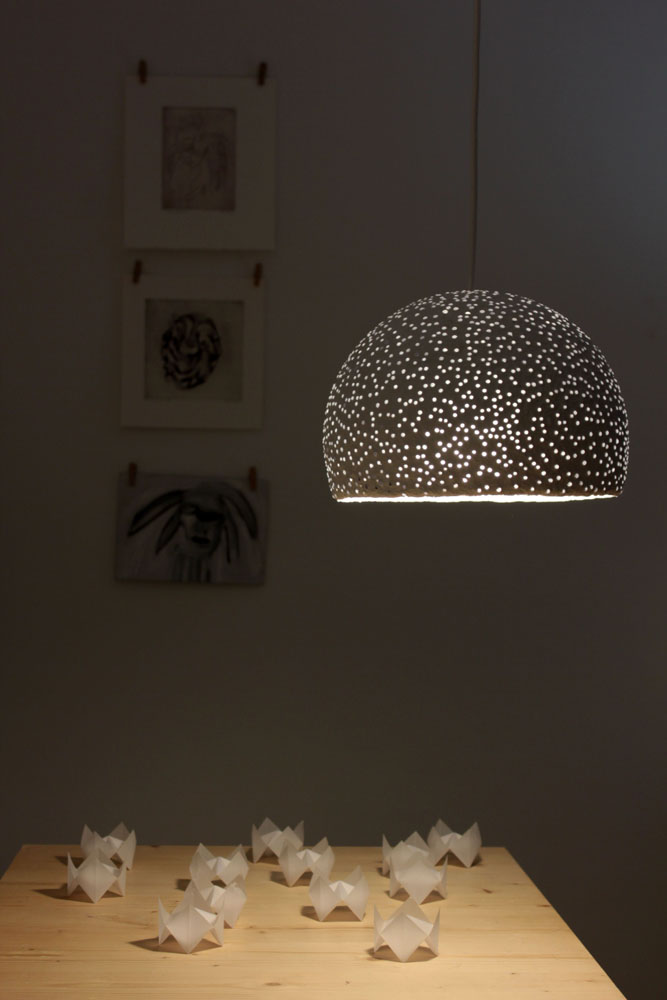 Paper mache pendant light - glassbeads1 (2)